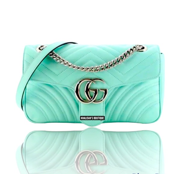 Rare & Limited Edition Gucci Marmont Small GG Matelassé Pastel Green Calfskin! - Picture 7 of 16